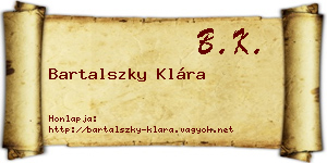 Bartalszky Klára névjegykártya